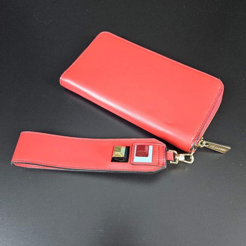 KC Jagger Red Wallet/Wristlet NWOT Leather Zip Around‎ Gold Colored Hardware